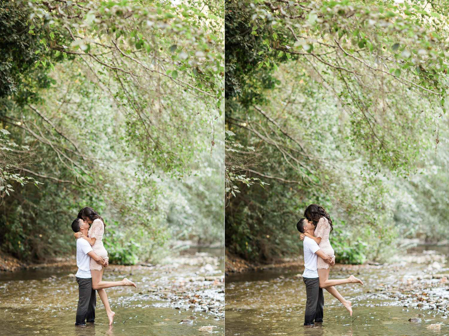 romantic kiss in big sur river