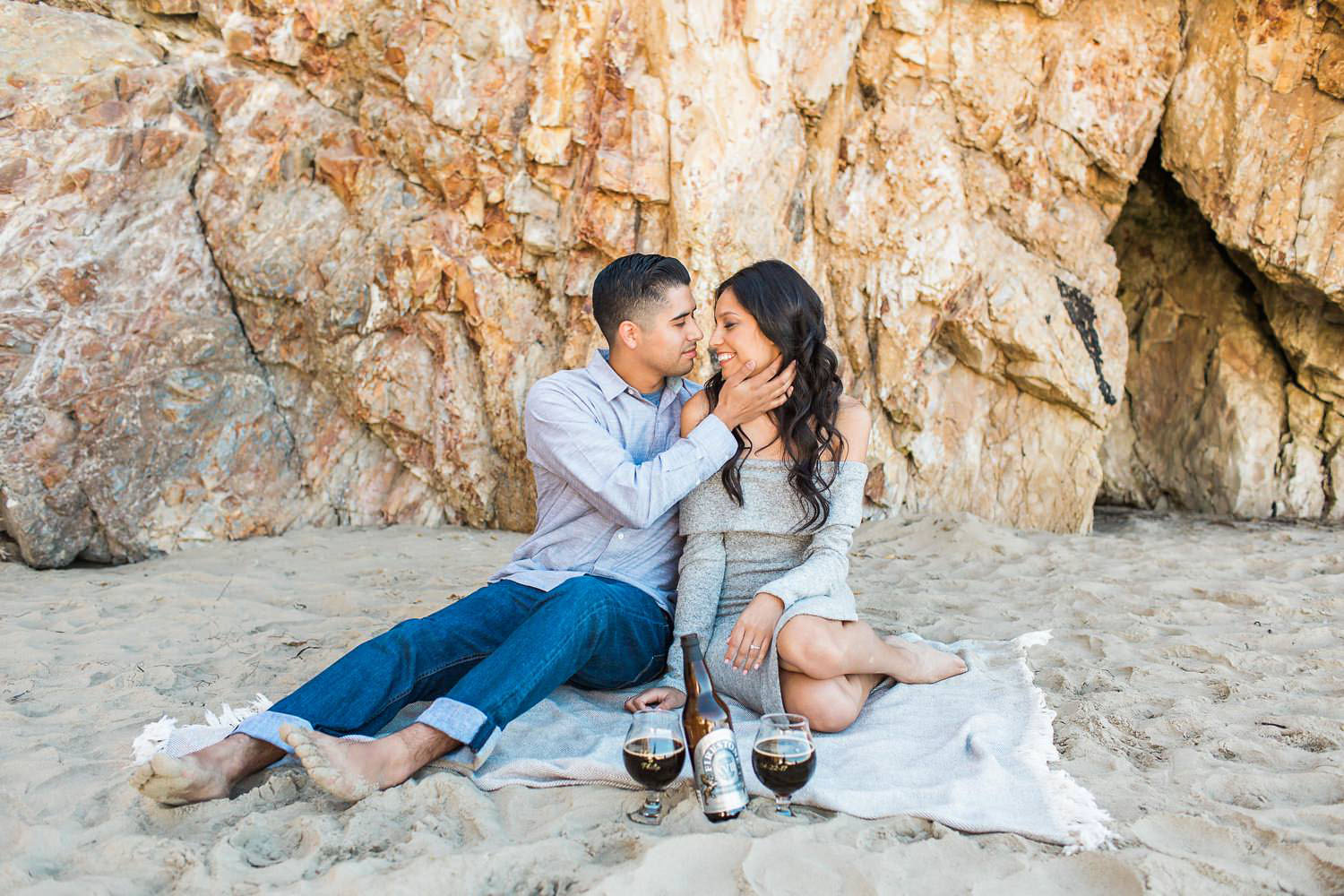 romantic engagement session on the beach