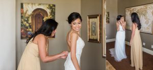 bride getting dressed at the edwards estate in bakersfield ca