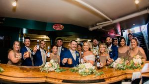 wedding party, bridal party, sandrinis bar, cheers