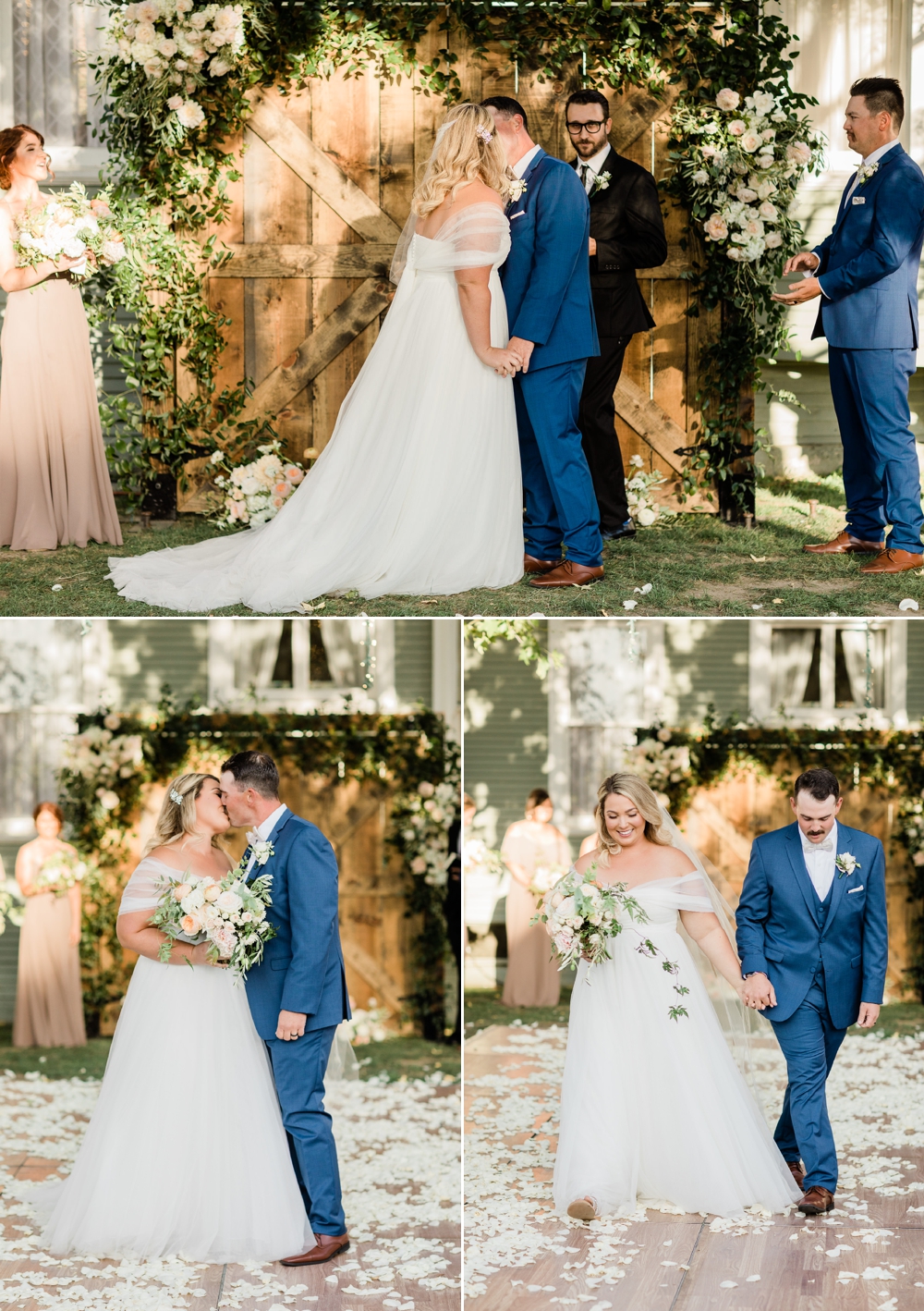 first kiss, just married, the belle rae wedding