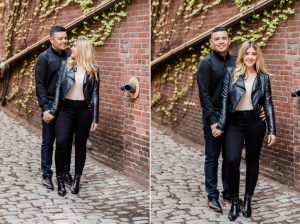 brick alleyways in downtown boston, engagement session