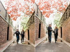 running through alleys, engagement session in beacon hill in boston