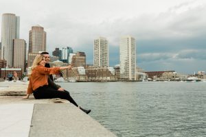 sitting on the docks in boston seaport