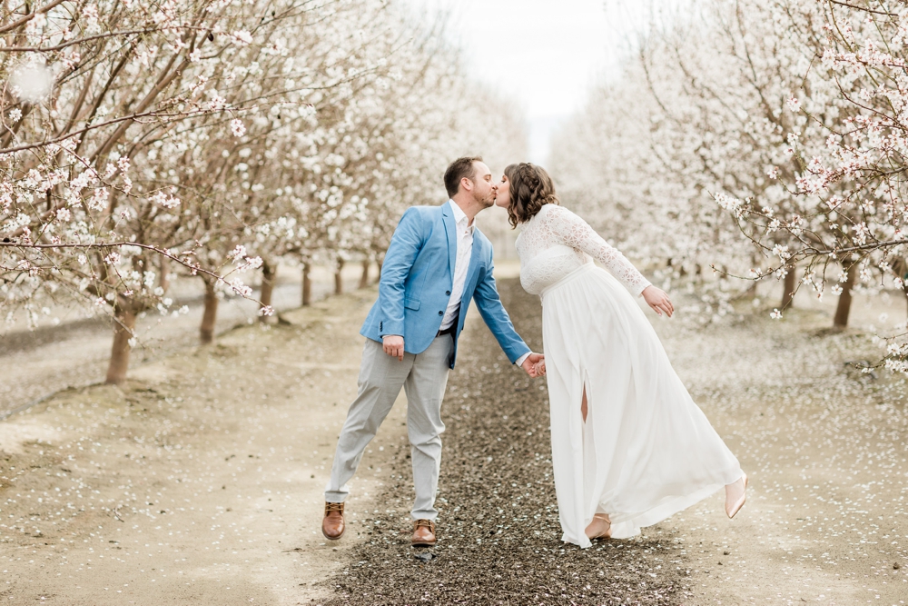 central valley almond orchard engagement session