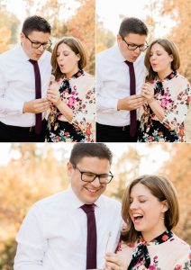 hart park bakersfield engagement session, blowing wishes, chocolate diamond ring