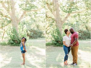 happy couple in love, happy daughter, family engagement session